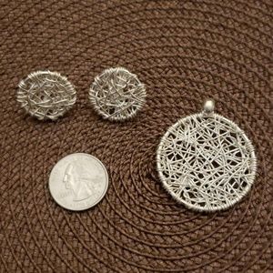 Pure Mexican Silver 999 Earrings & Pendant Set